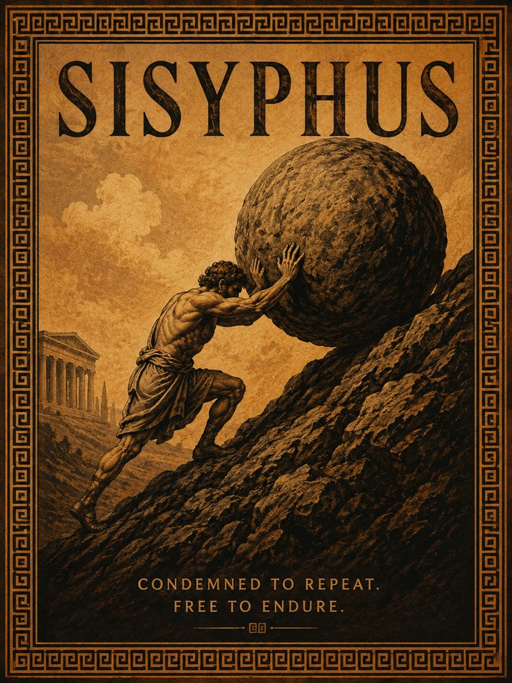 Greek Mythology Poster – Sisyphus Wall Art - artwork on paper