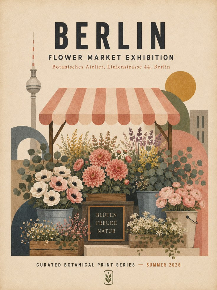 Berlin Flower Market Print — Vintage Botanical Exhibition Poster - artwork on paper