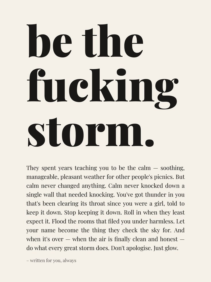 Motivational Quote Print – Be The Storm Wall Art - artwork on paper