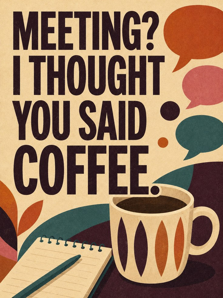Retro Coffee Print: Mid-Century Modern Humor - artwork on paper
