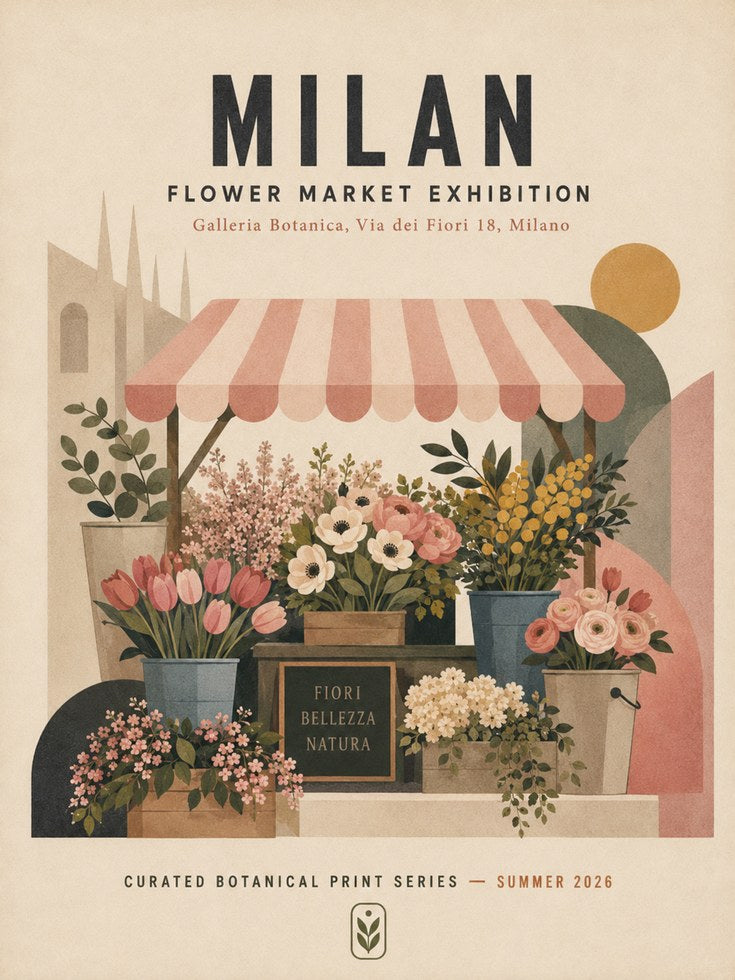 Milan Flower Market Poster — Vintage Botanical Travel Print - artwork on paper