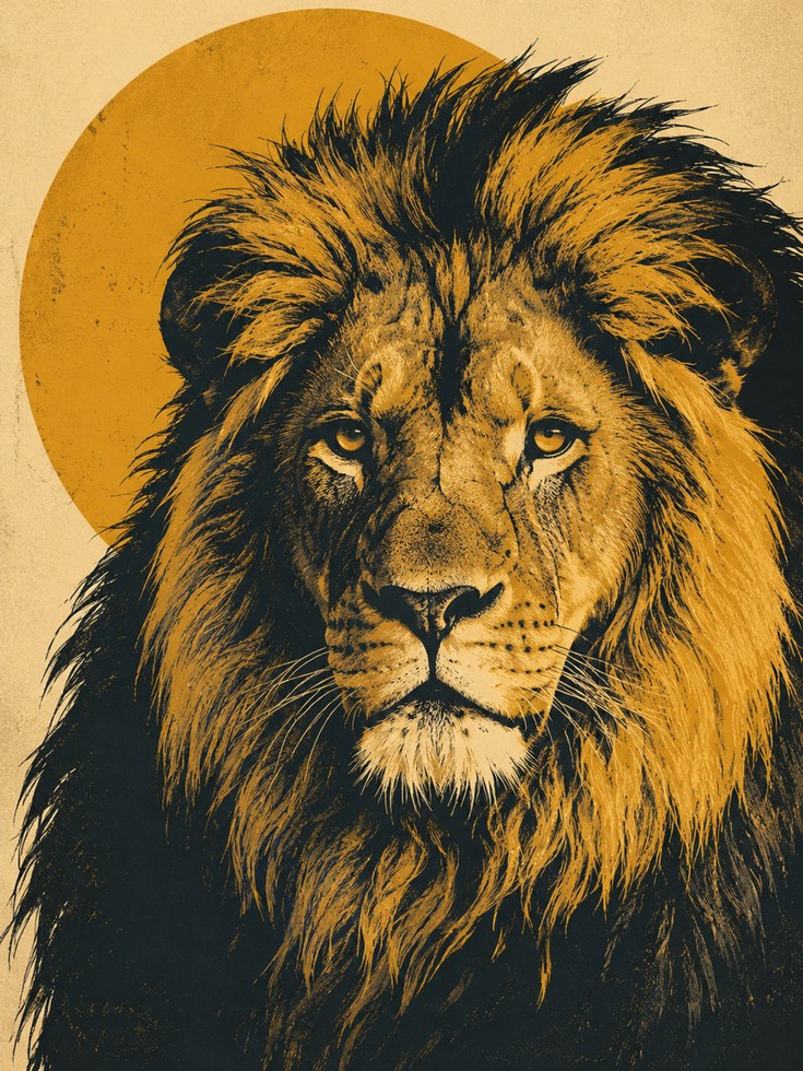 Lion Wall Art – Vintage Animal Print - artwork on paper