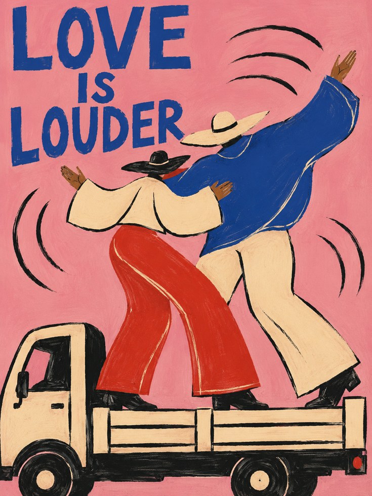 Love Is Louder Poster – Retro Dance Print - artwork on paper