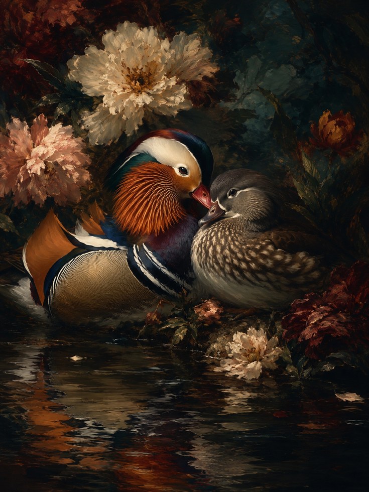 Mandarin Duck Wall Art – Vintage Bird Print - artwork on paper