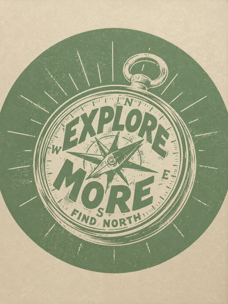 Retro Compass Print - artwork on paper