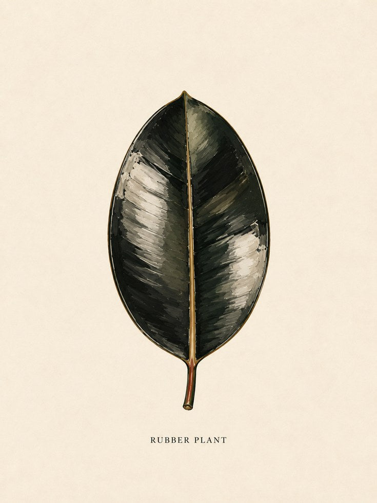 Rubber Plant Leaf Print: Vintage Botanical Wall Art - artwork on paper