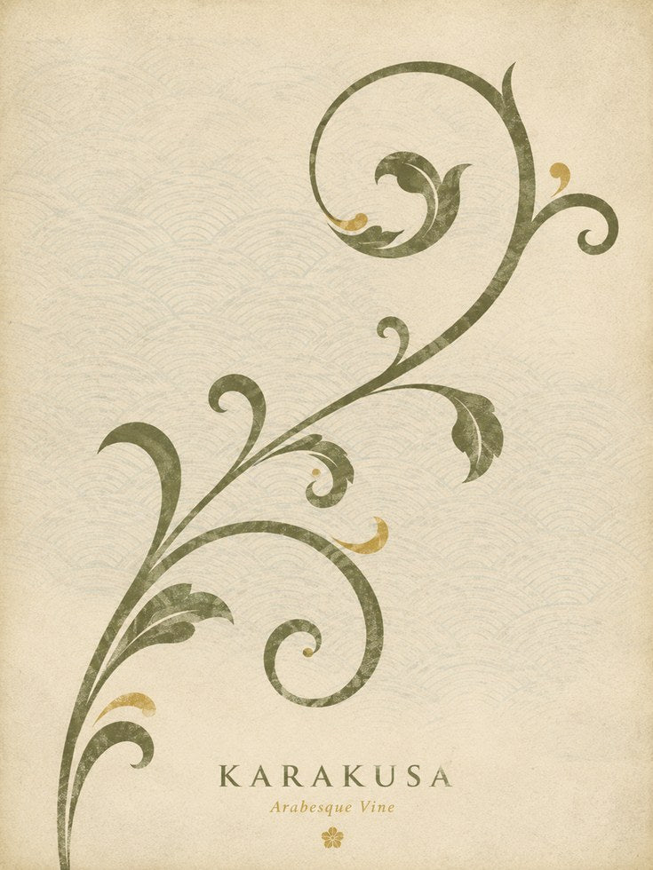Botanical Wall Art: Karakusa Vine Pattern - artwork on paper