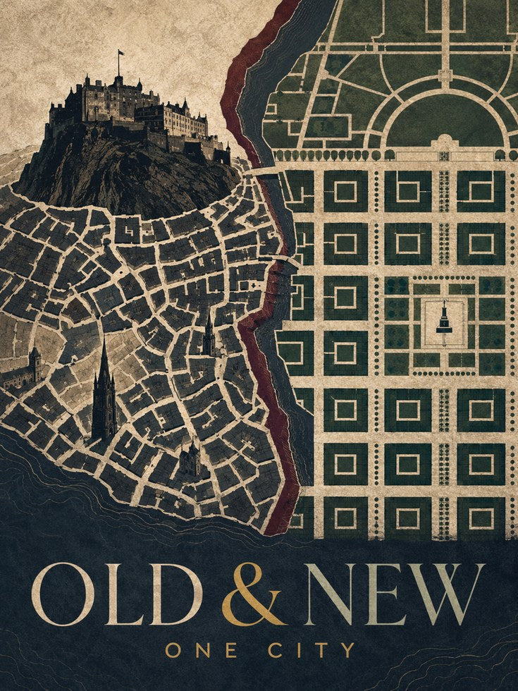Vintage Map Wall Art – Old and New City Print - artwork on paper