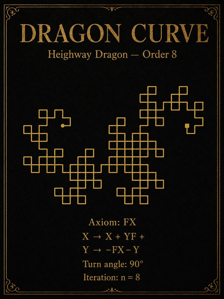 Dragon Curve Poster – Fractal Art Print - artwork on paper