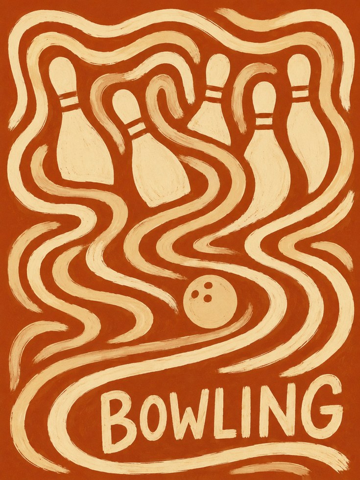 Bowling Wall Art – Retro Sports Poster - artwork on paper