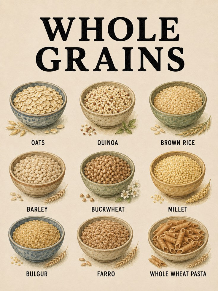 Whole Grains Chart – Kitchen Wall Art - artwork on paper
