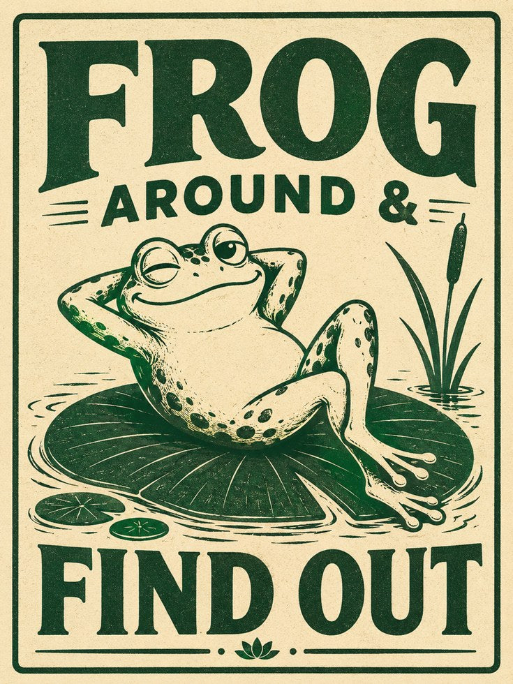 Frog Art Print: Vintage Cottagecore Decor (Kitchen or Bathroom) - artwork on paper