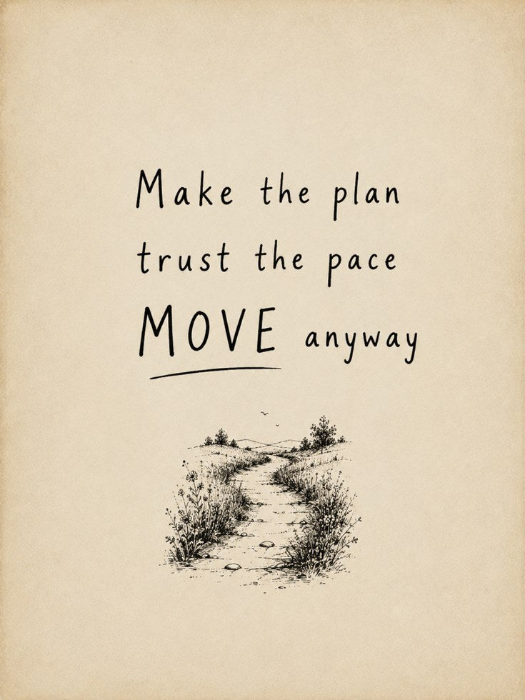 Make the Plan Move Anyway Print: Motivational Path Art - artwork on paper