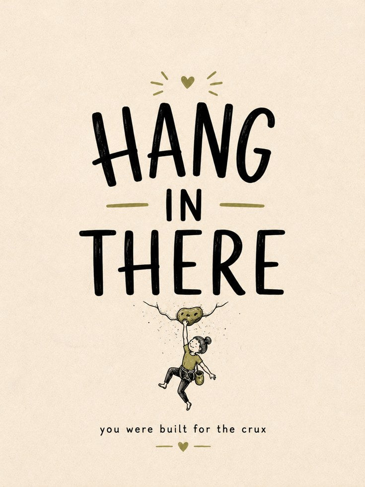 Hang In There Motivational Wall Art: Beige Typography Print - artwork on paper