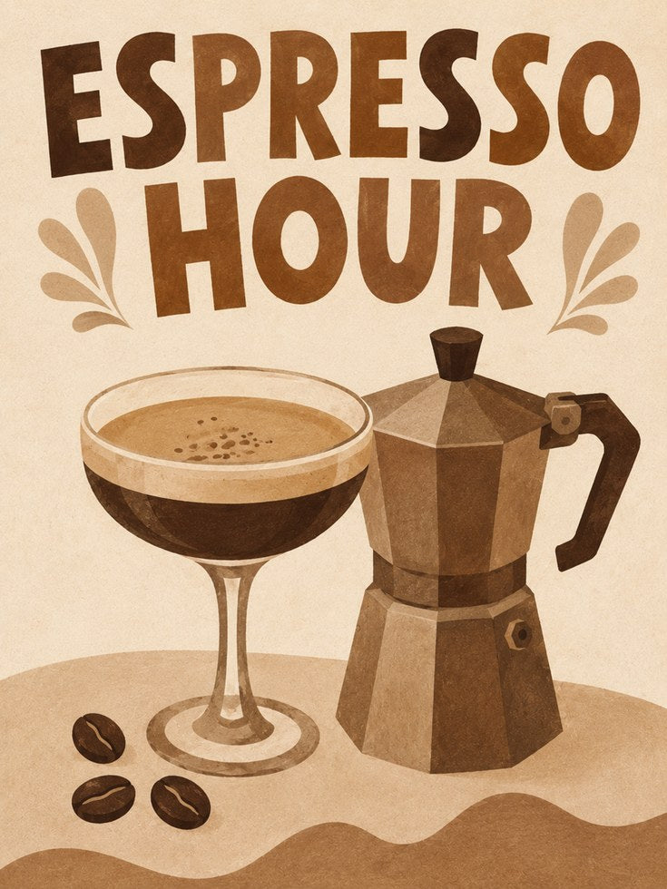 Espresso Hour Print – Coffee Bar Wall Art - artwork on paper