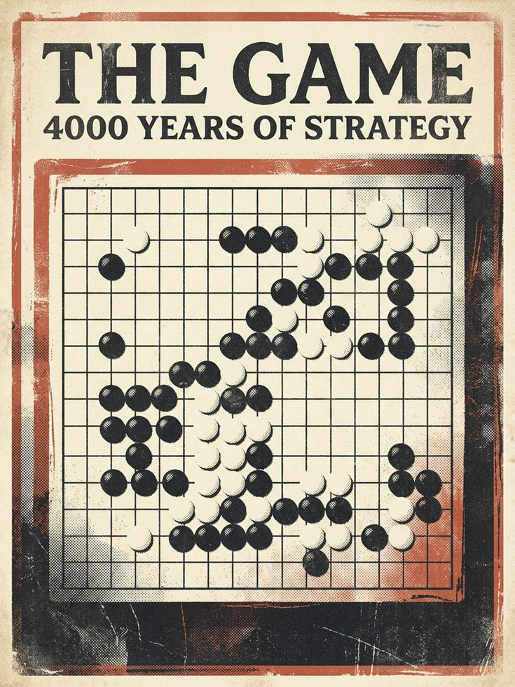 The Game 4000 Years of Strategy: Vintage Go Board Poster - artwork on paper