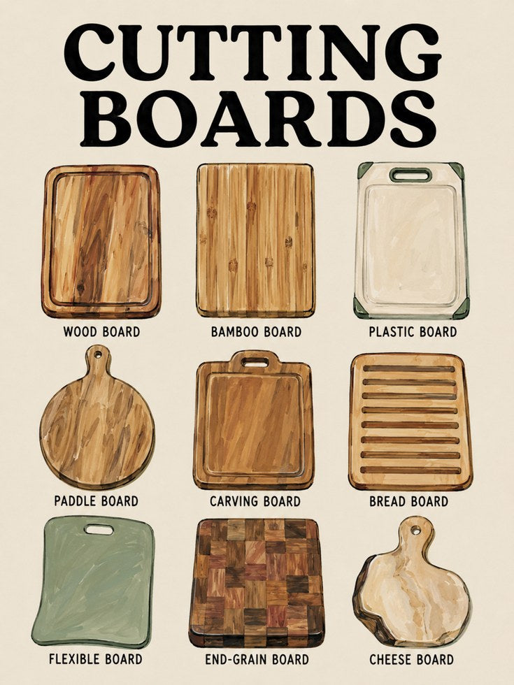 Cutting Boards Educational Print — Kitchen Reference Guide - artwork on paper
