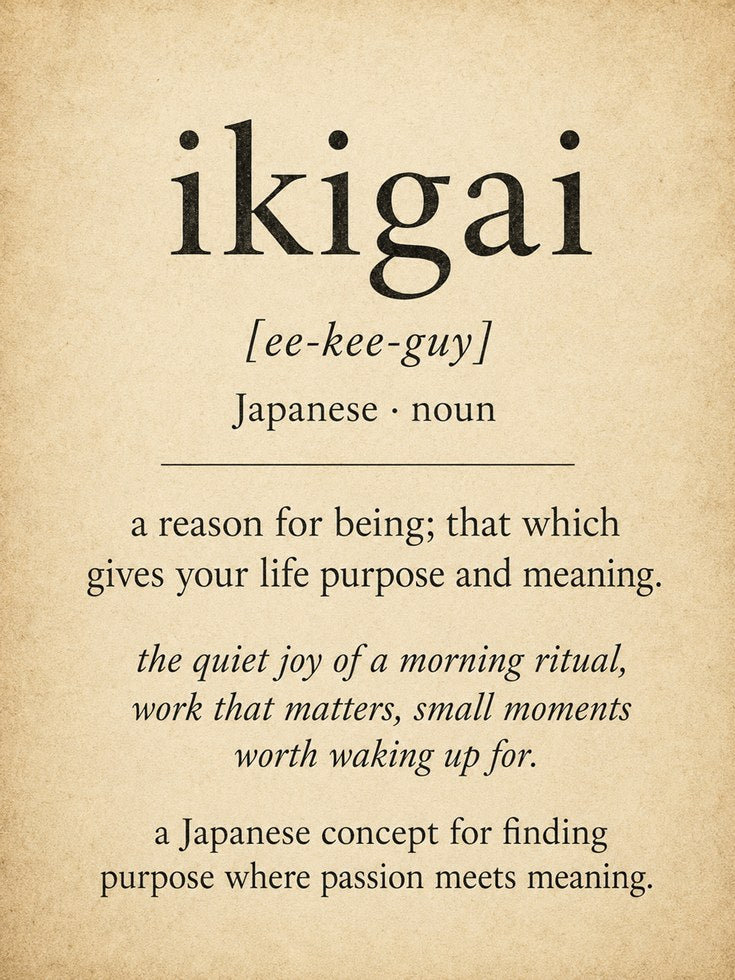 Ikigai Wall Art – Japanese Definition Print - artwork on paper