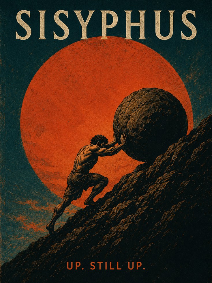 Motivational Wall Art – Sisyphus Myth Print - artwork on paper