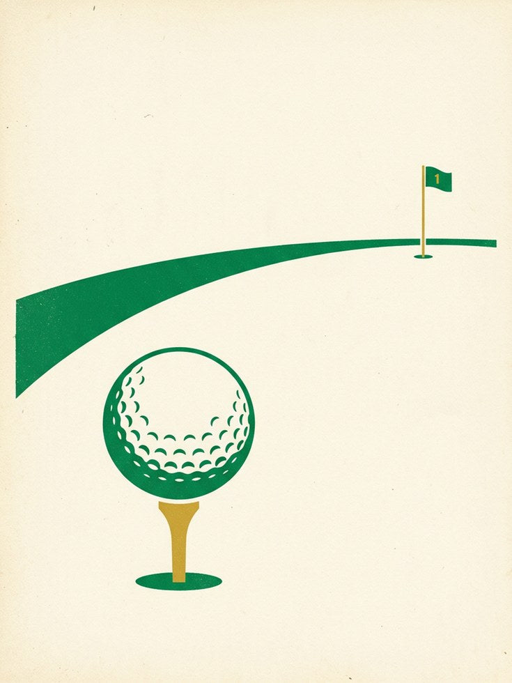 Golf Course Minimalist Poster: Green and Cream Vintage Design - artwork on paper