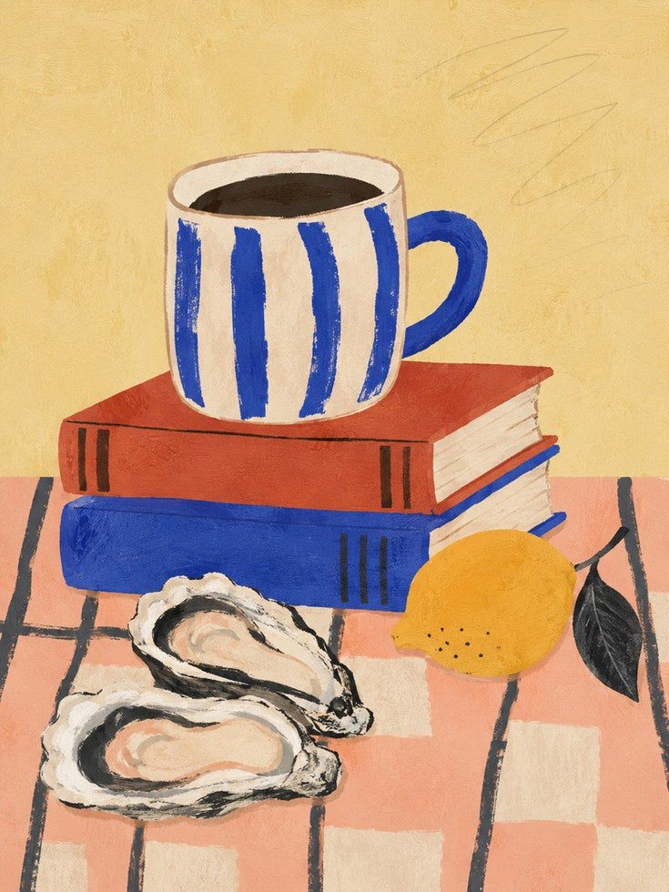 Coffee and Books Wall Art – Kitchen Print - artwork on paper