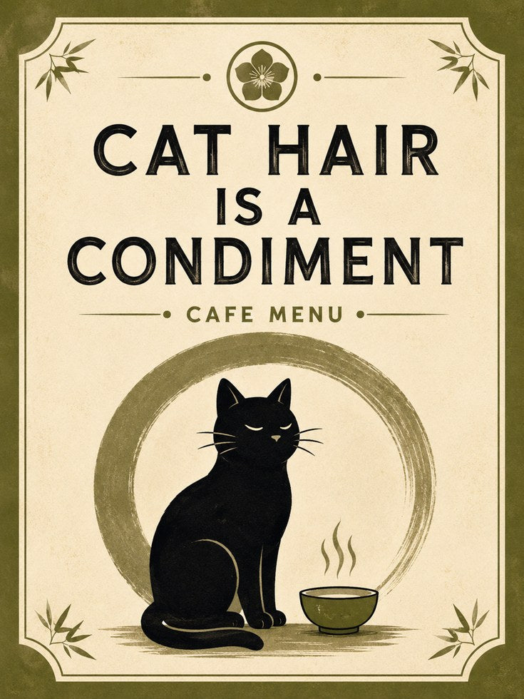 Cat Hair Is A Condiment Print: Vintage Cafe Menu Wall Art - artwork on paper