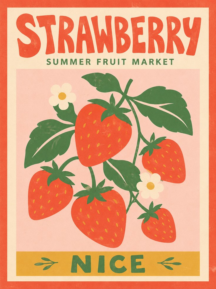 Strawberry Wall Art - artwork on paper
