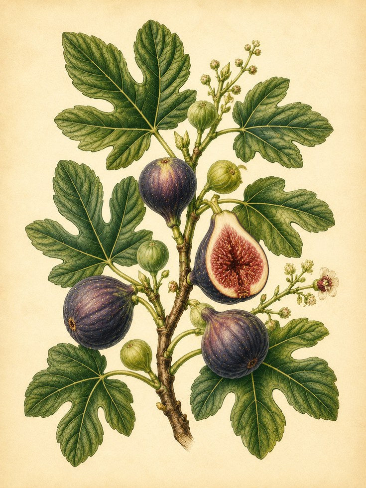 Fig Botanical Print — Vintage Fruit Illustration - artwork on paper