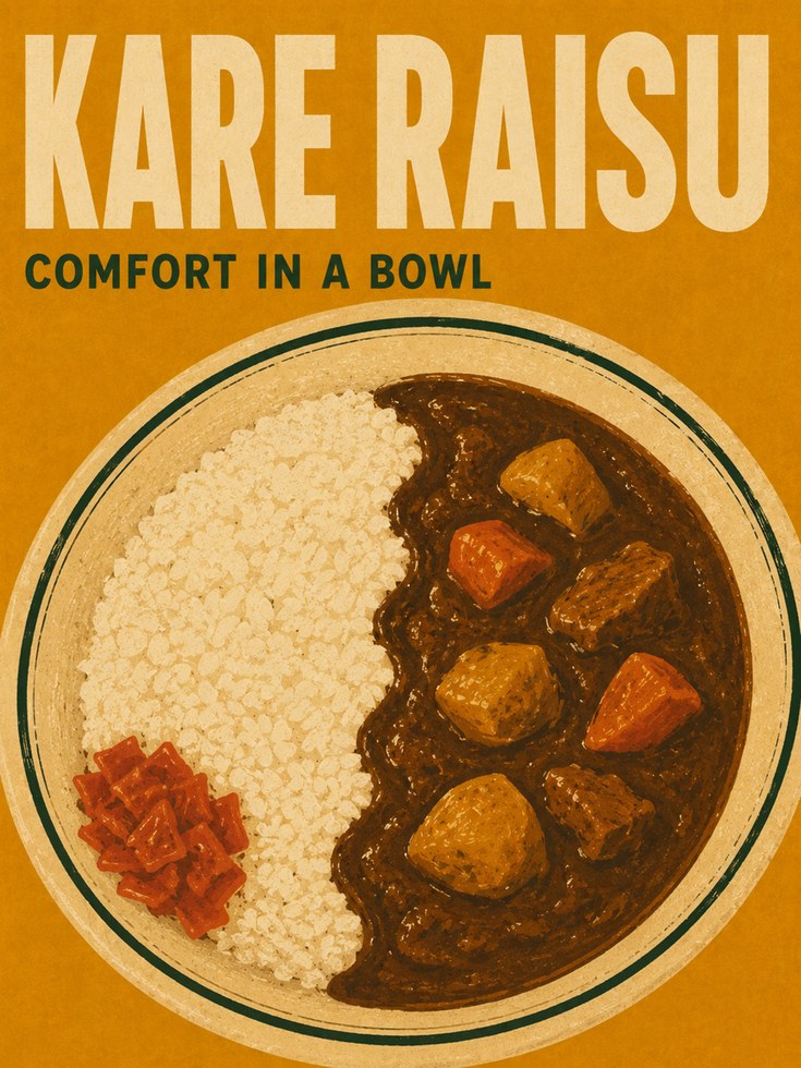 Japanese Food Wall Art – Kare Raisu Poster - artwork on paper