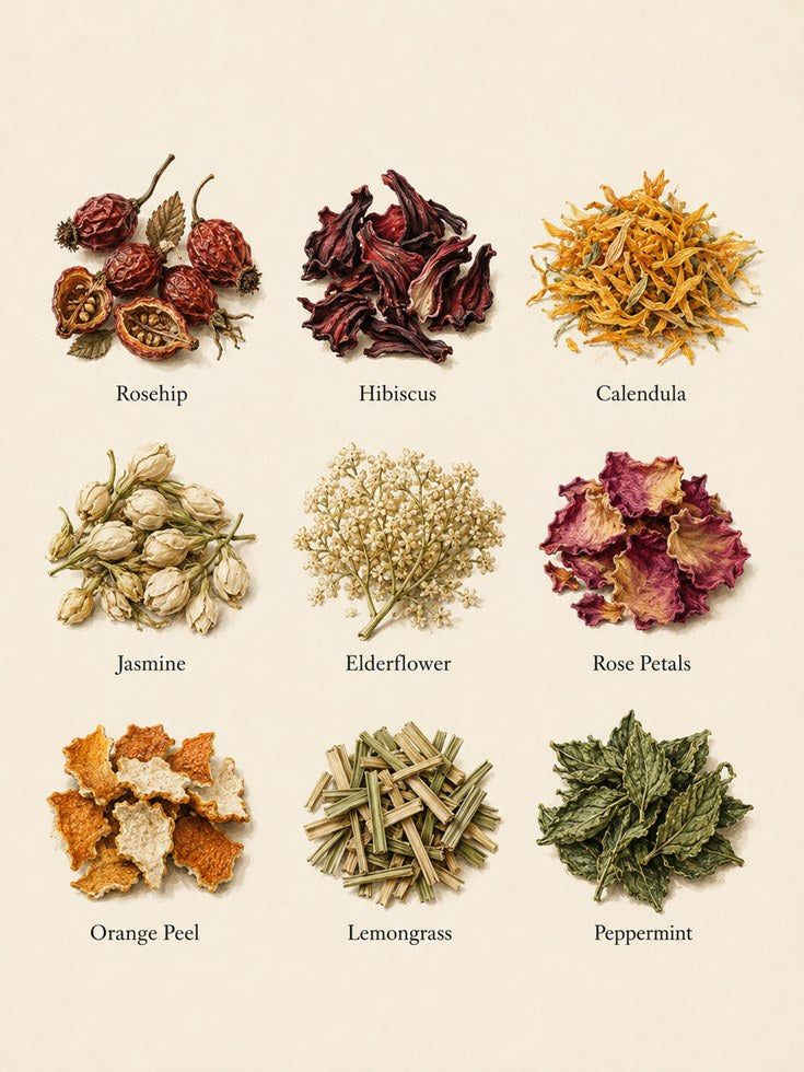 Botanical Tea Herbs Collection: Apothecary Wall Art Print - artwork on paper