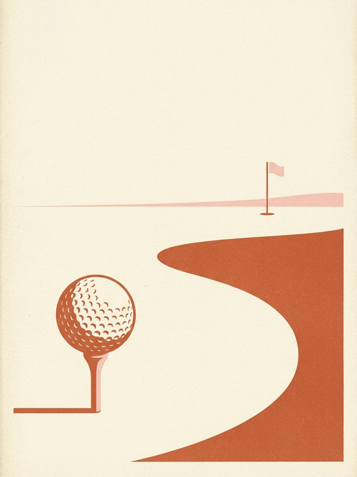 Golf Course Wall Art: Mid-Century Modern Orange Sports Poster - artwork on paper