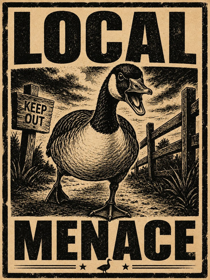 Local Menace Goose Print: Vintage Propaganda Poster Art - artwork on paper