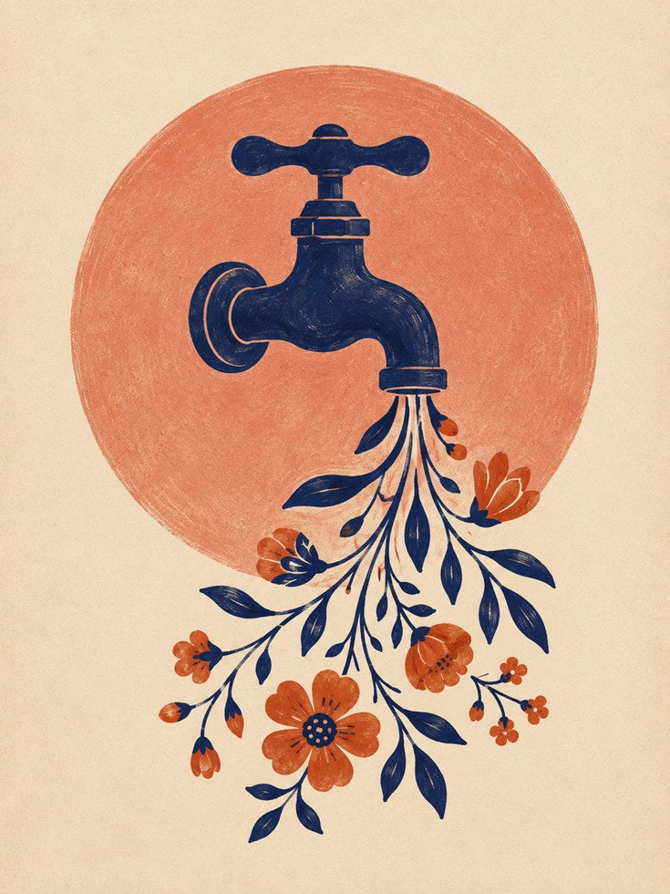 Bathroom Wall Art – Floral Faucet Print - artwork on paper