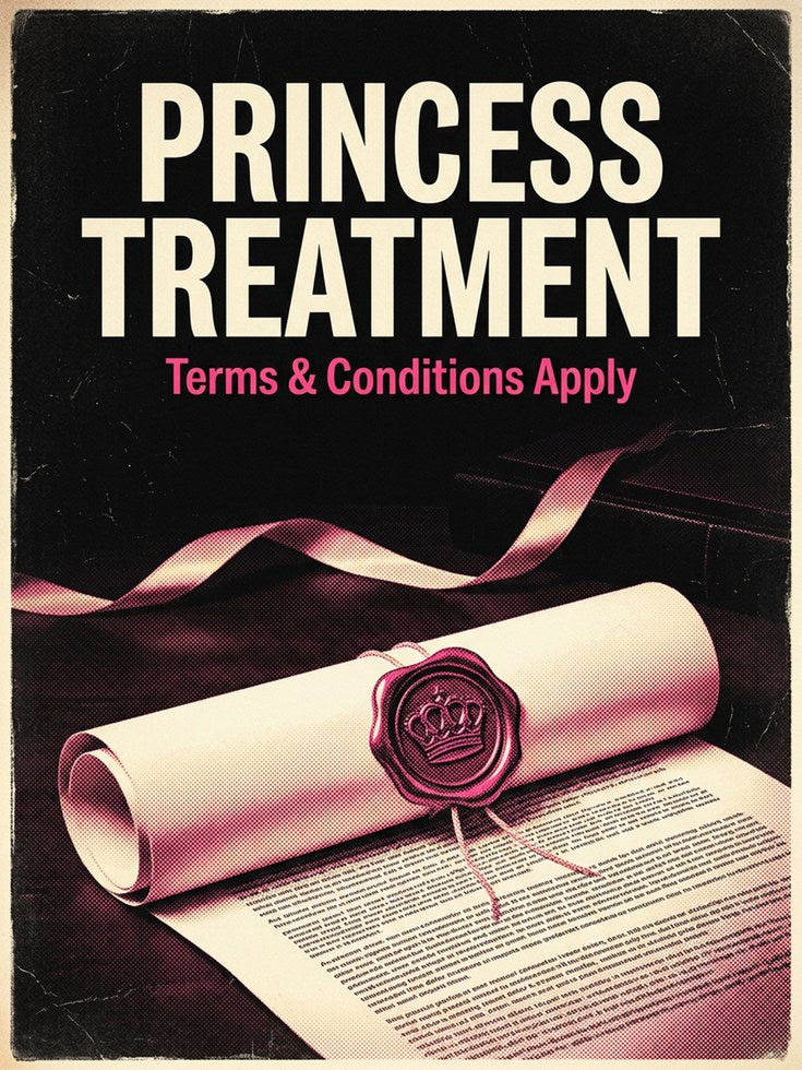 Princess Treatment Poster: Retro Typography Art with Crown Seal - artwork on paper