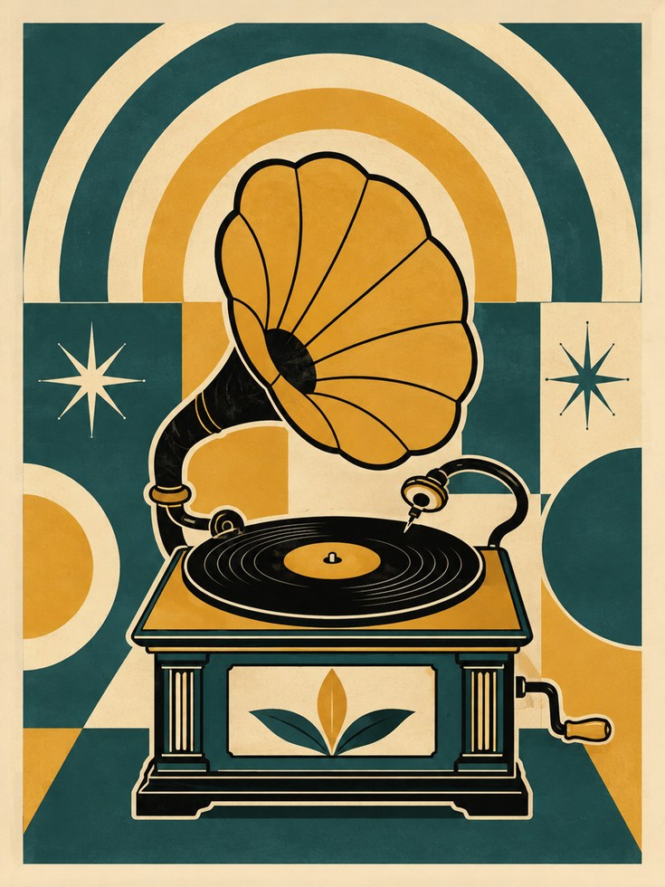 Gramophone Wall Art – Vintage Music Poster - artwork on paper