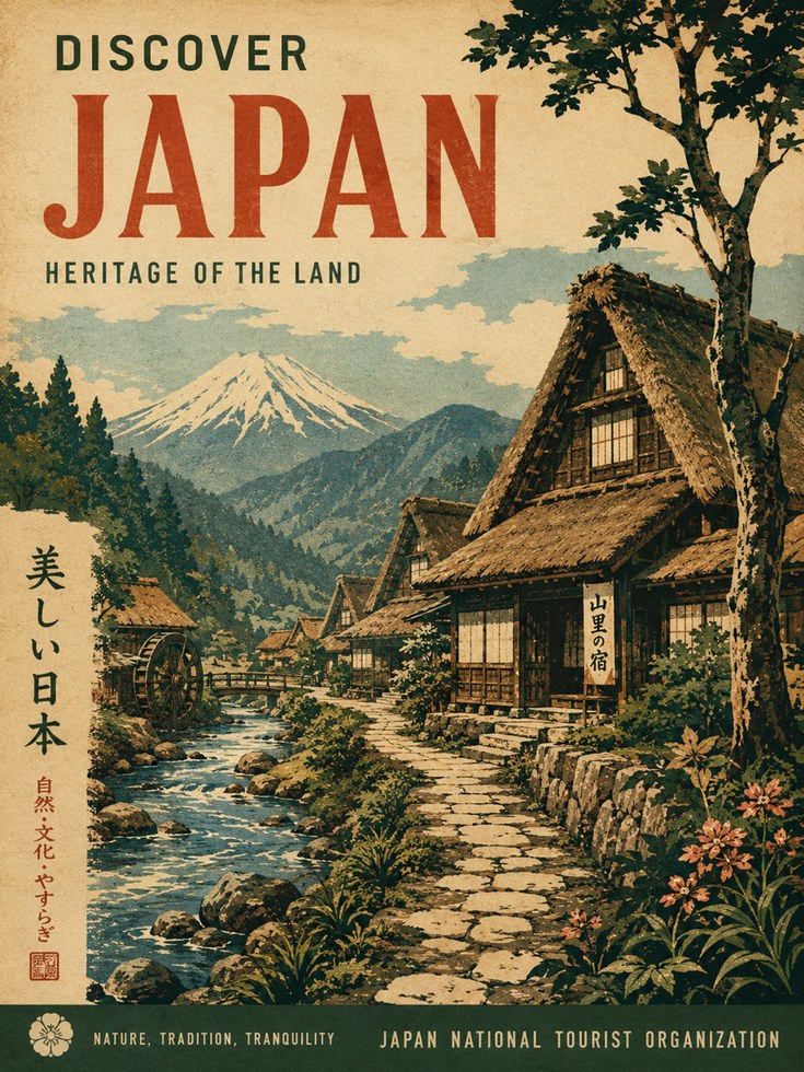 Japan Travel Poster – Vintage Japanese Wall Art - artwork on paper