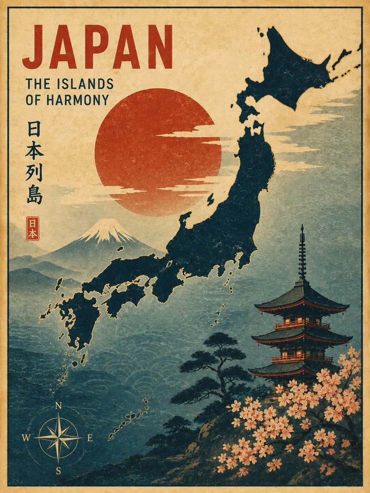 Japan Travel Poster – Vintage Japanese Wall Art - artwork on paper