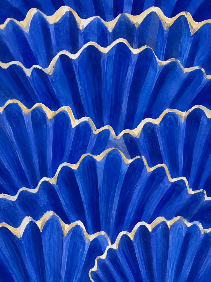 Blue Abstract Art Print – Gold Wave Wall Art - artwork on paper