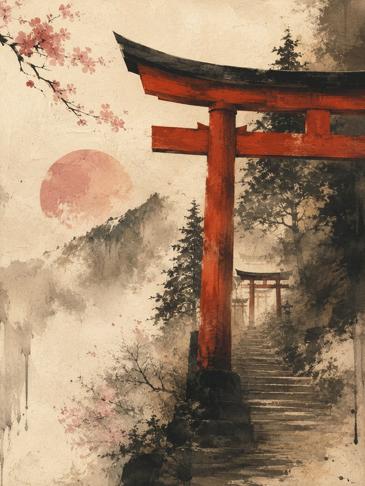Japanese Torii Gate Print - artwork on paper