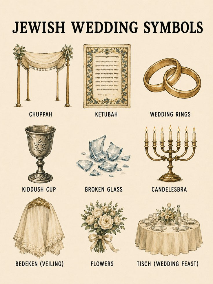 Wedding Symbols Wall Art: Jewish Tradition - artwork on paper