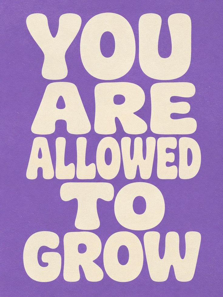 You Are Allowed To Grow Print: Bold Purple Retro Motivational Art - artwork on paper