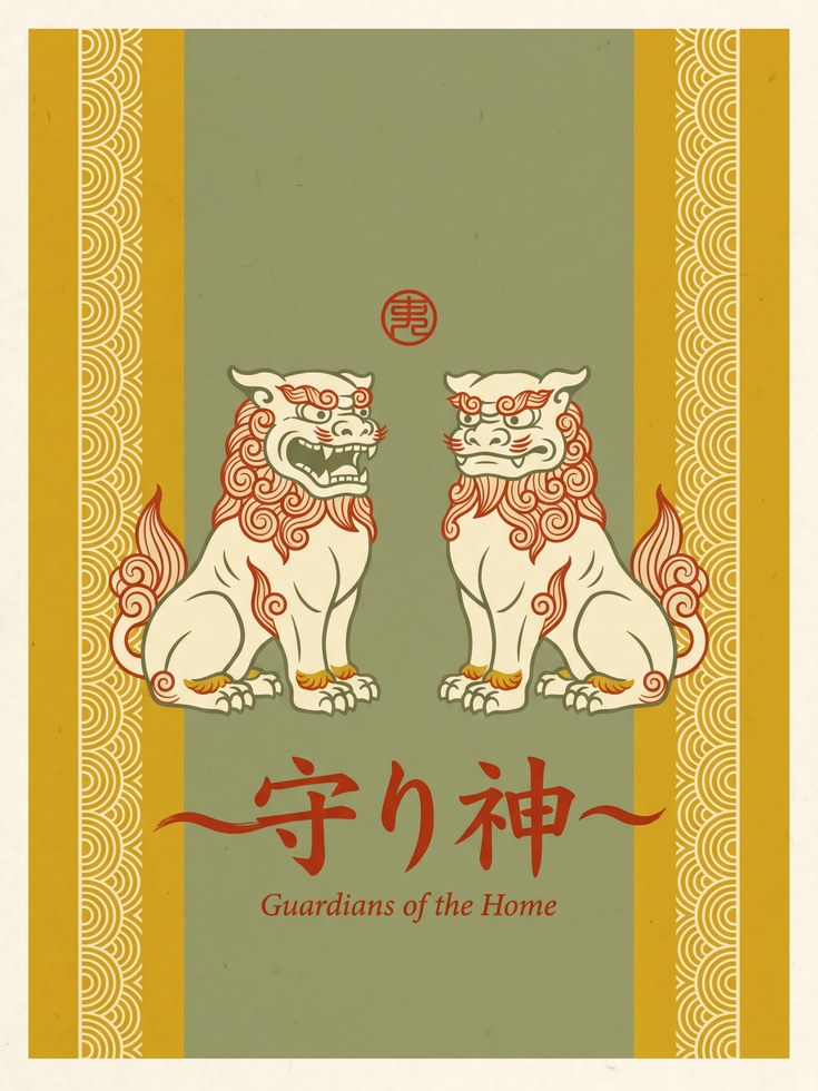Foo Dogs Wall Art: Guardian Lions - artwork on paper