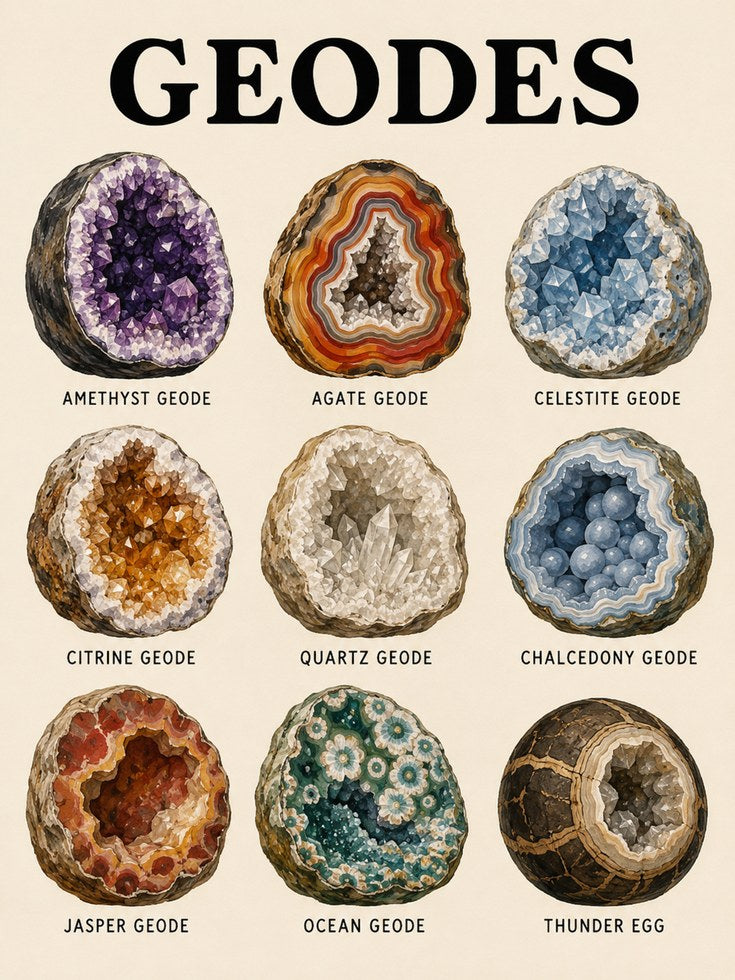 Geodes Educational Print — Vintage Science Illustration - artwork on paper