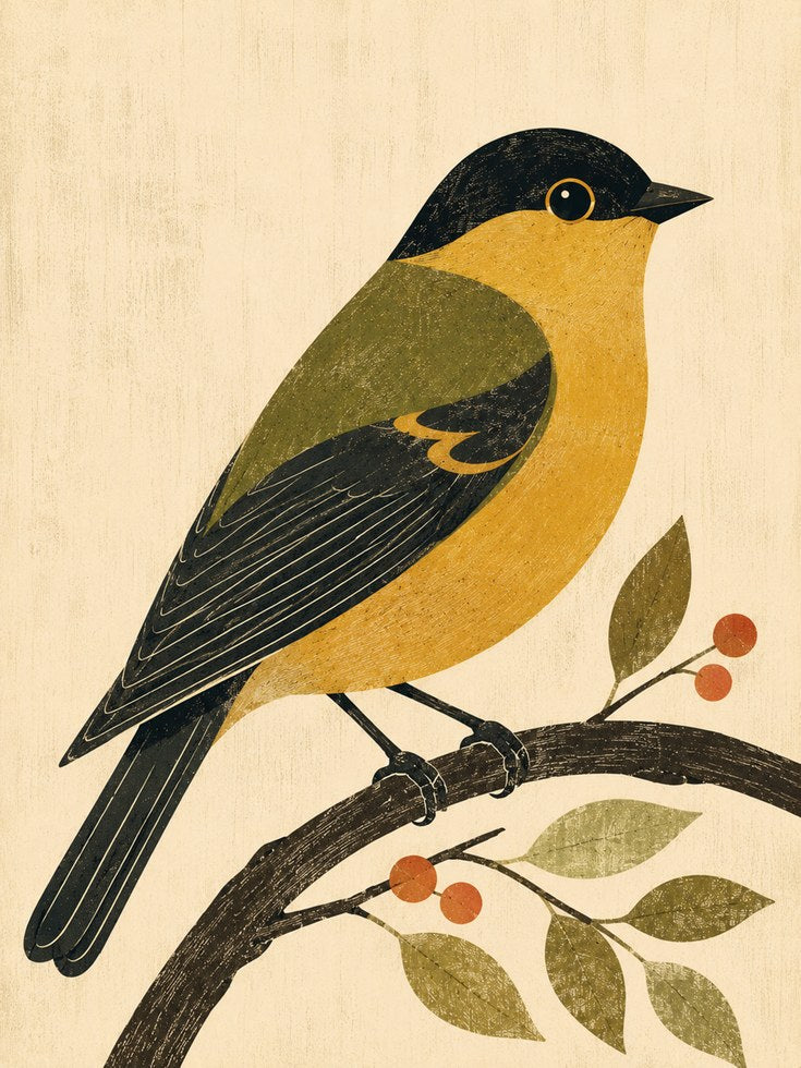 Vintage Bird Print — Folk Art Illustration - artwork on paper