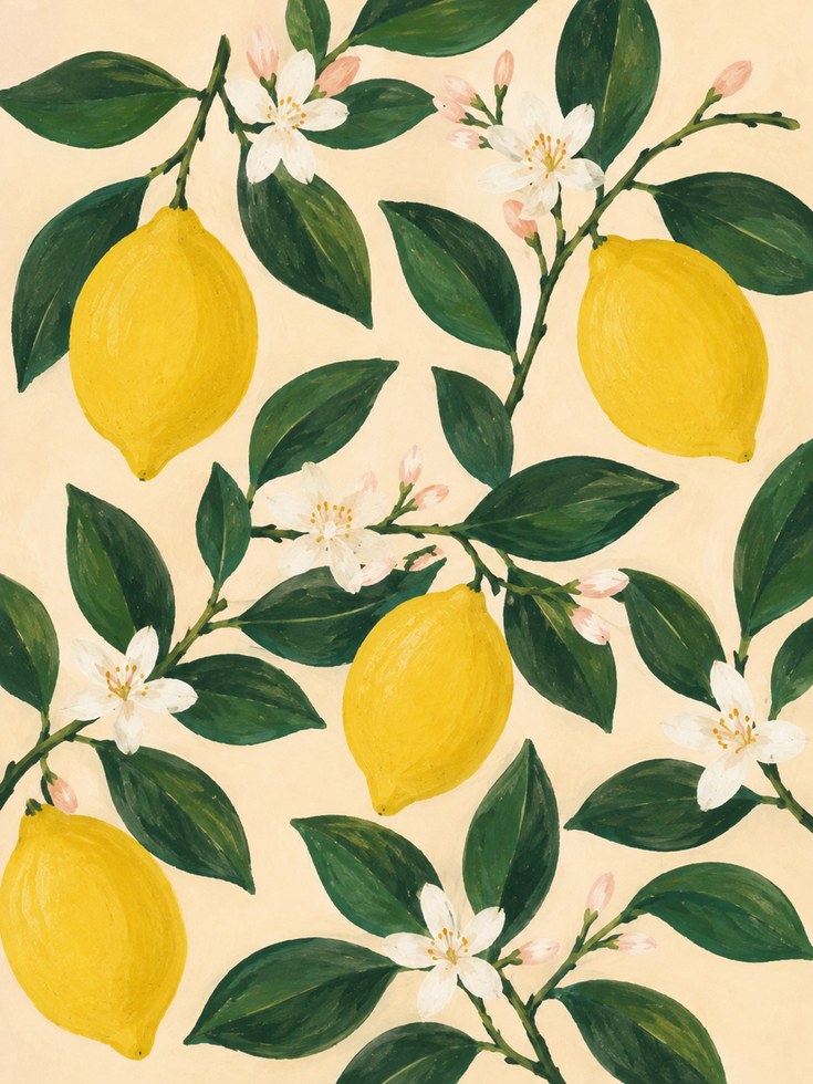 Lemon Botanical Print – Citrus Wall Art - artwork on paper