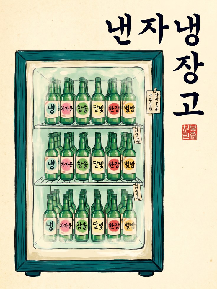 Retro Korean Soju Poster - artwork on paper