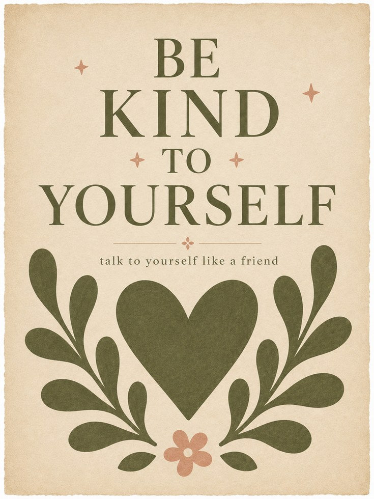 Be Kind to Yourself Print – Self Care Wall Art - artwork on paper