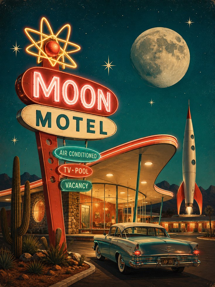 Retro Motel Wall Art - artwork on paper