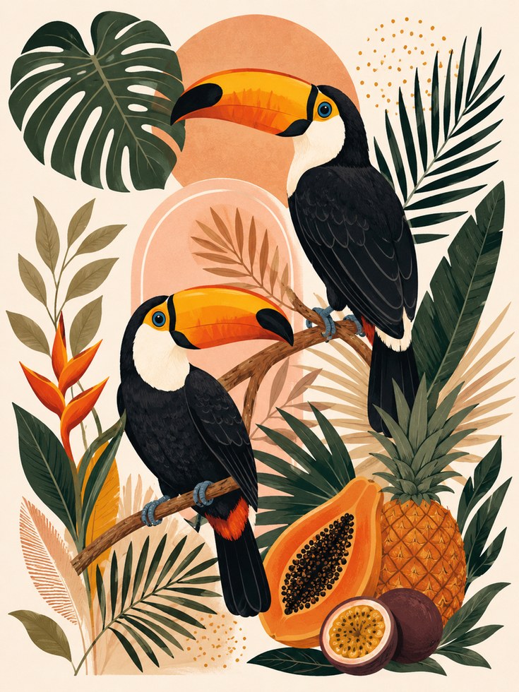 Tropical Bird Wall Art – Toucan Print - artwork on paper