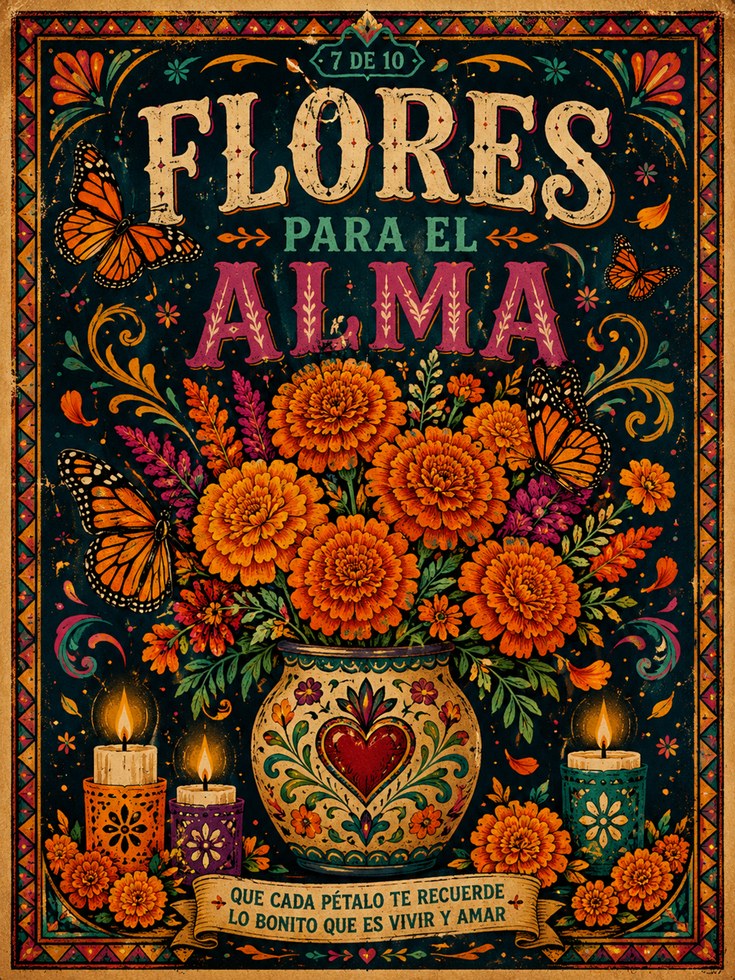 Dia de los Muertos Print: Flores Para El Alma - artwork on paper
